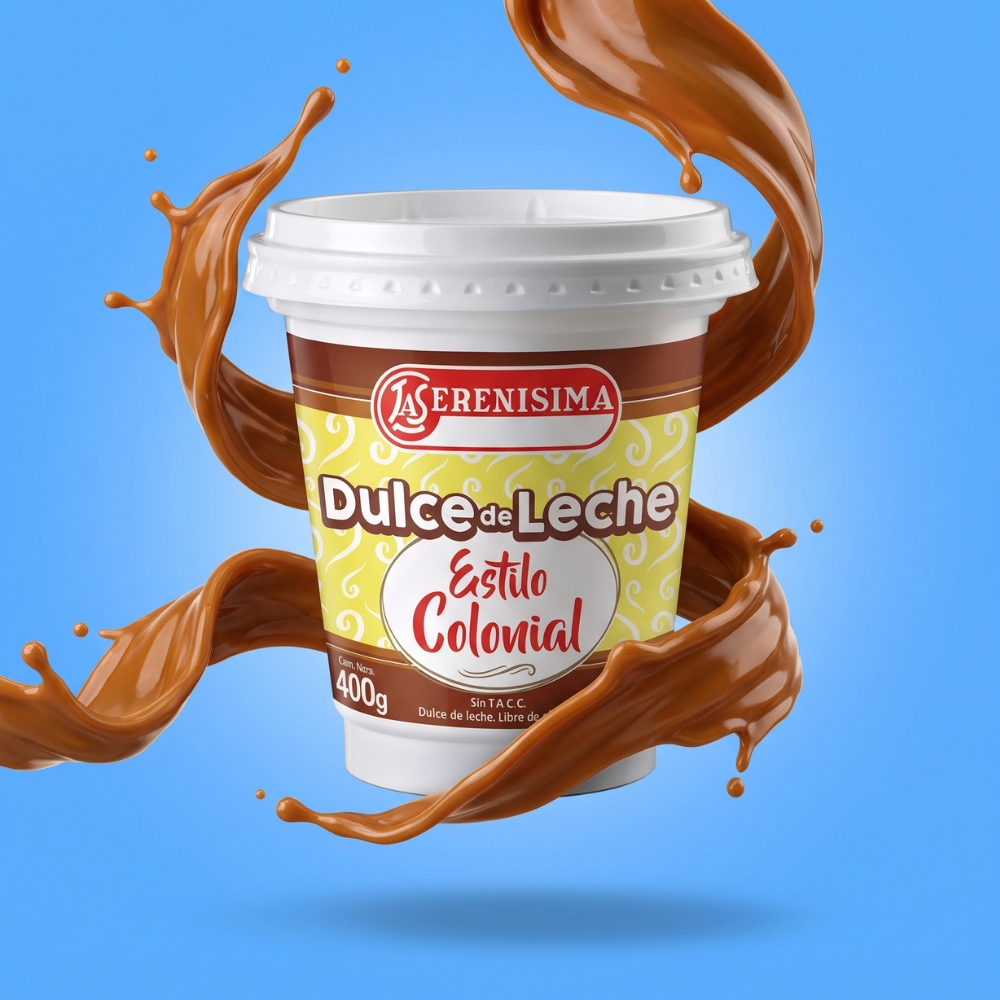 Dulce de leche La Serenísima Colonial con una cucharada cremosa